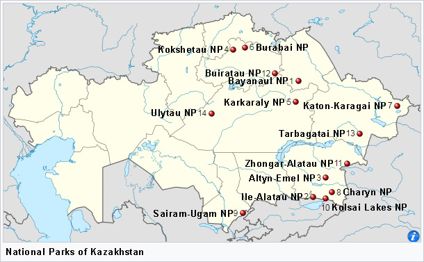 Kazakhstan National Parks: Map